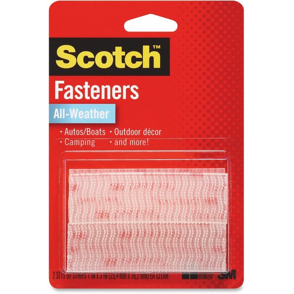 3M Reclosable Fastener, Acrylic Adhesive, 3 in, 1 in Wd, Clear RFD7090